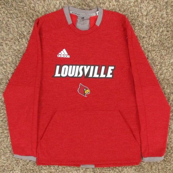 University Of Louisville Sweater Men's Small Red White Crewneck Adidas‎ Baseball - Picture 1 of 7
